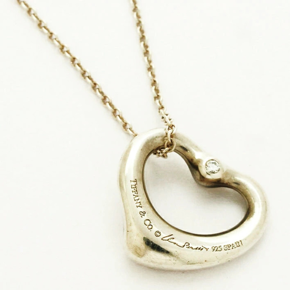 Tiffany Co Elsa Peretti Open Heart Silver Pendant Silver